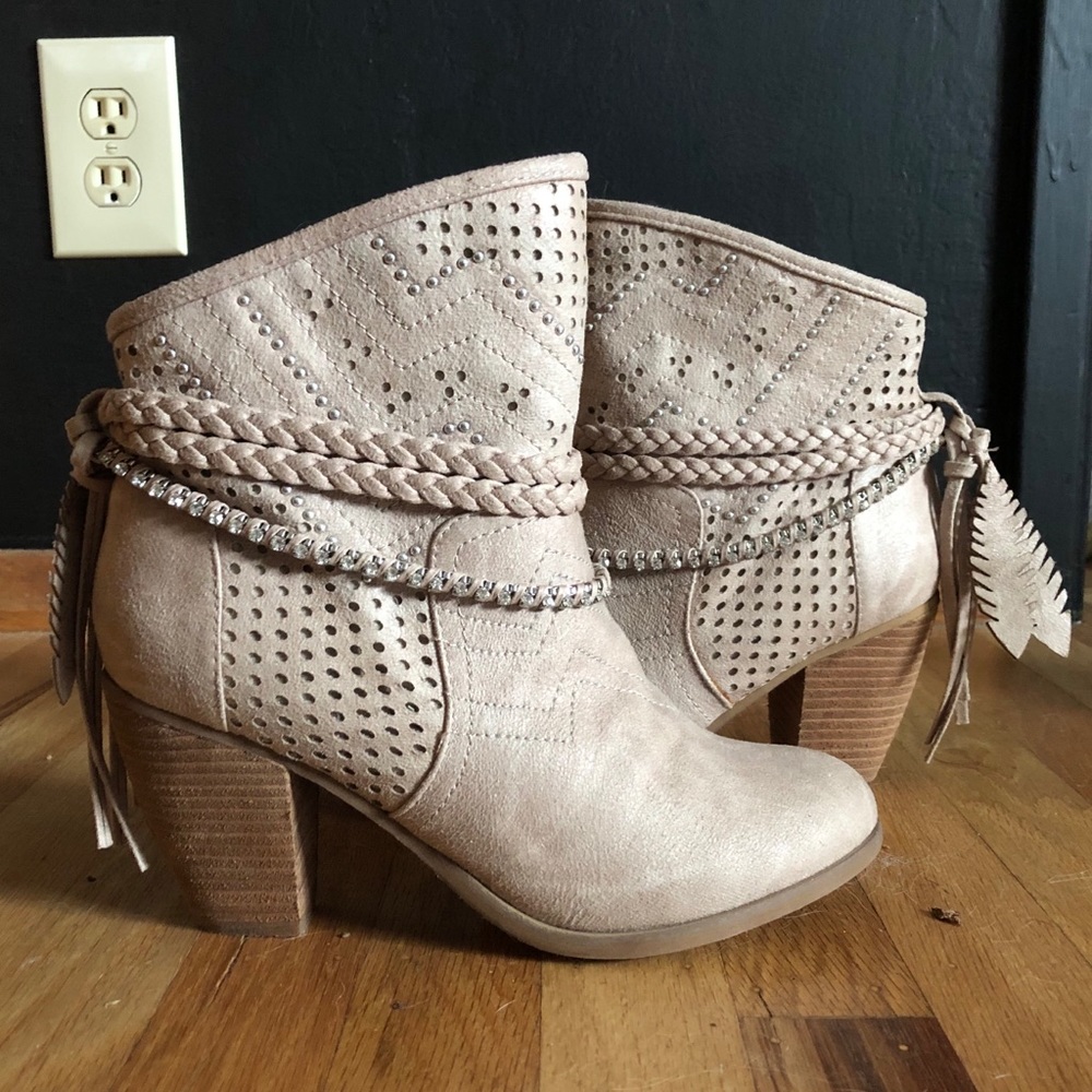 Strappy & Blinged Heeled Booties